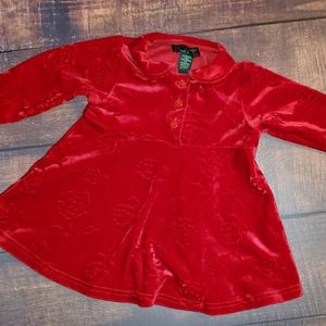 ‼️3/$25‼️ Holiday Dress Red Velour Size 6-9 months